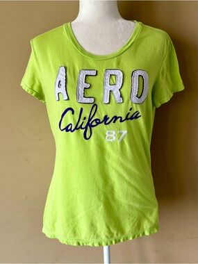 Aeropostale XL Green Purple White California Shirt Top Tee